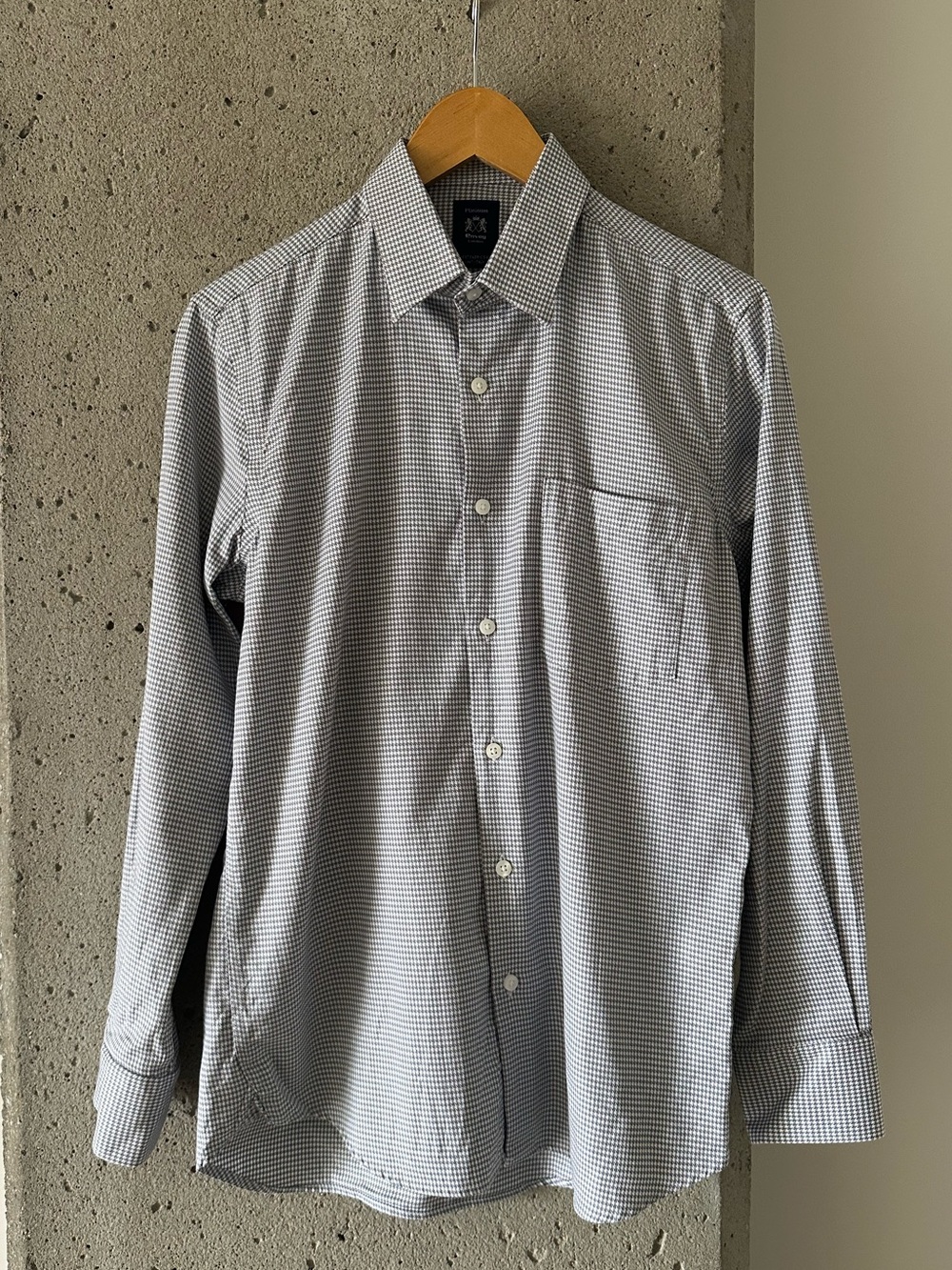 Men's Long-Sleeve Micro Check Dress Shirt - Gray/White